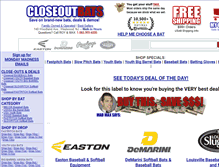 Tablet Screenshot of closeoutbats.com